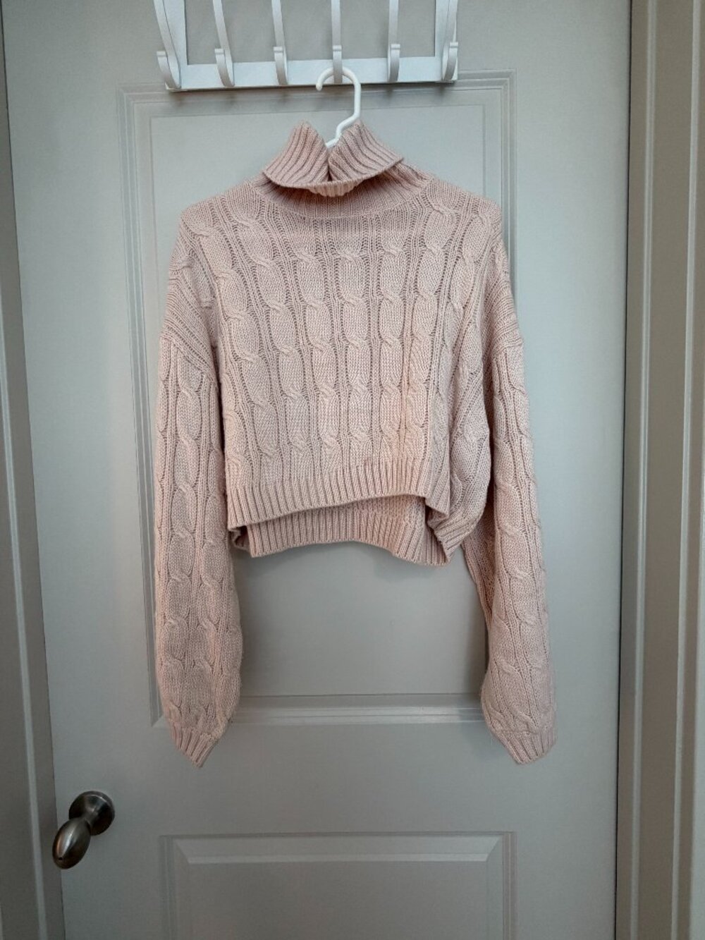 Light Pink Chunky Cable Knit Sweater